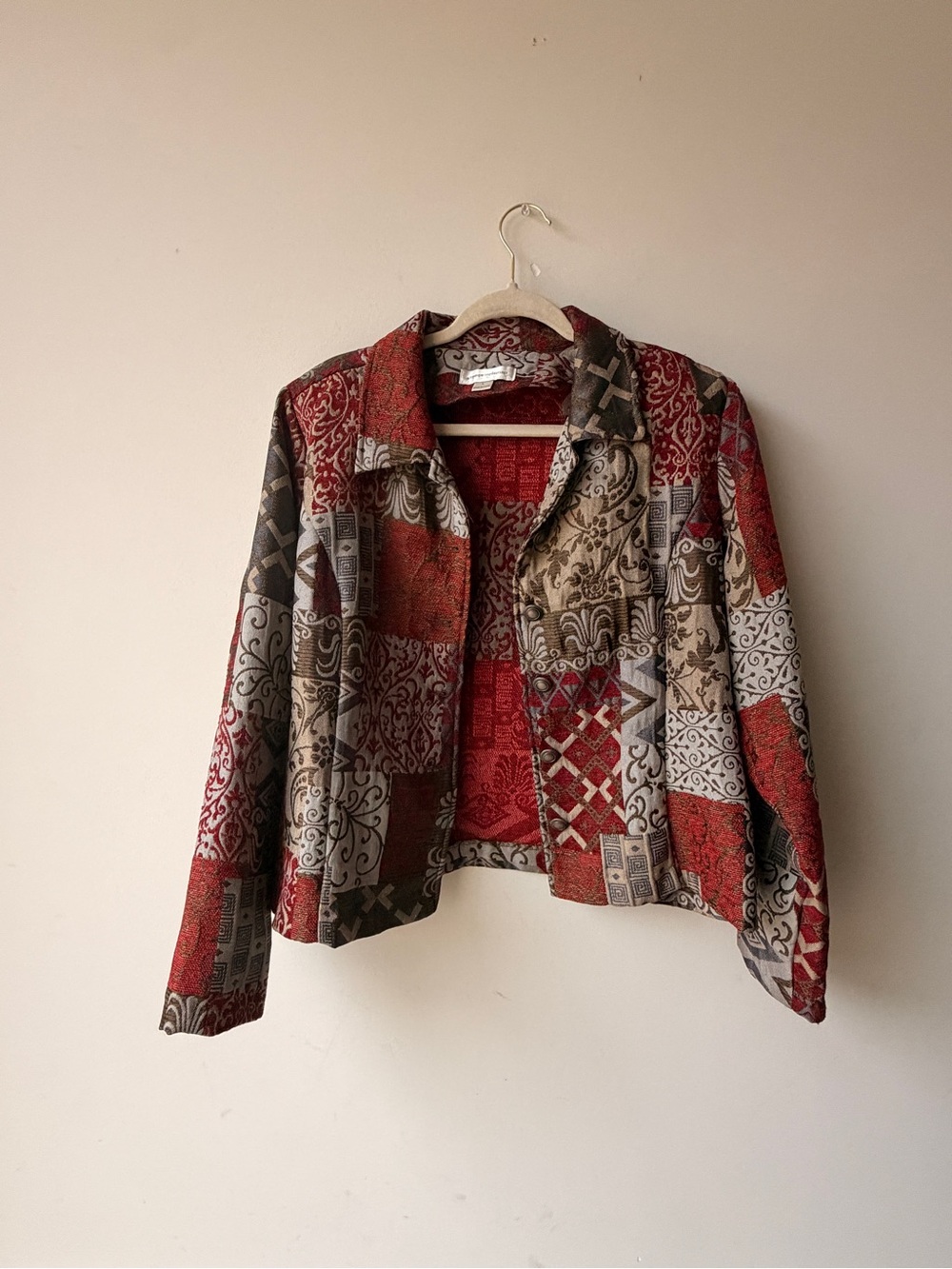 Christopher & Banks Patchwork Blazer in Red & Brown